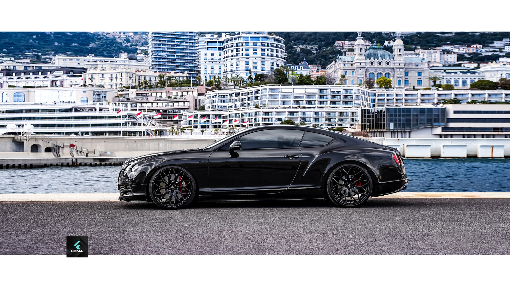 Black Bentley Continental GT Speed with LOMA Forged BF1 custom wheels