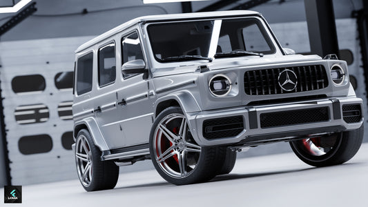 LOMA Forged™ GTO 20-inch chrome Mercedes wheels on a high-performance Mercedes G63 AMG.