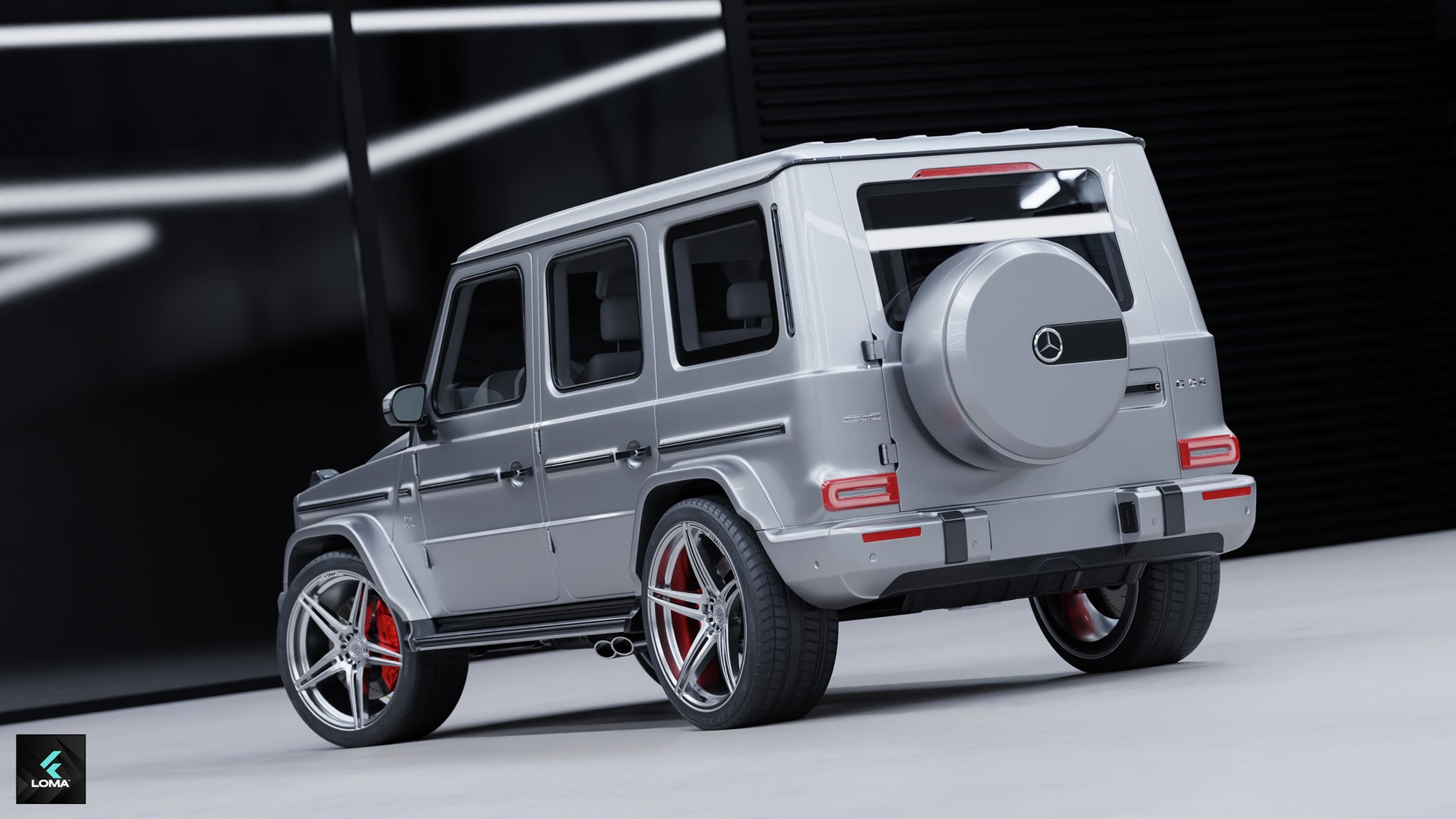 Side view of Mercedes G63 AMG with LOMA Forged™ GTO 24-inch deep dish wheels.