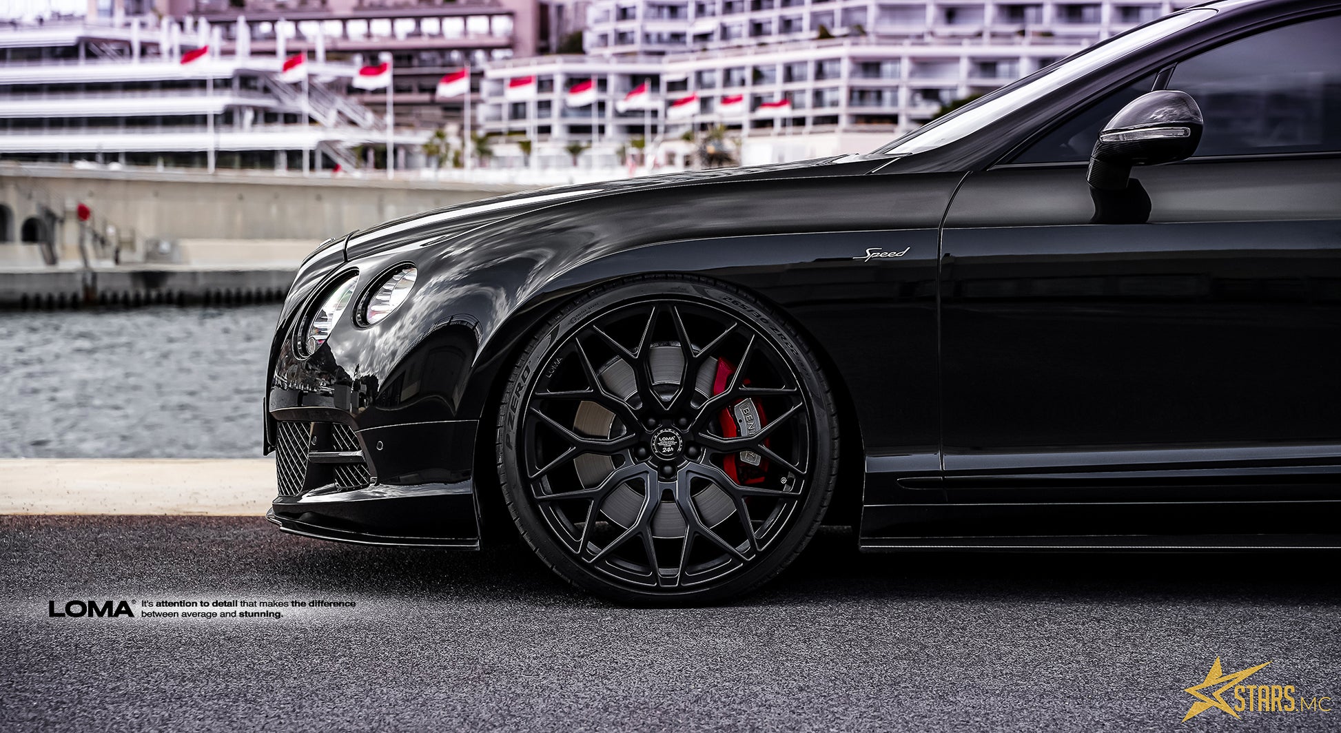 Bentley GT Speed showcasing its custom staggered wheels